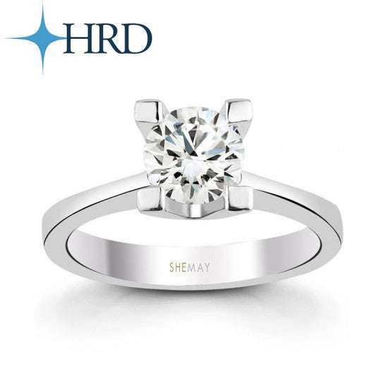 Годежен пръстен с диамант, изработен от бяло злато. Класически годежен пръстен с диамант 1 карат с инвестиционен сертификат от диамантена борса.